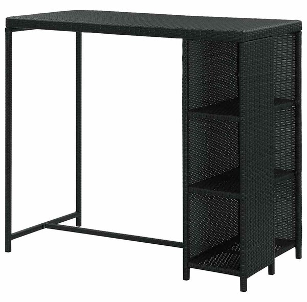 Barový stolek s úložným regálem černý 120x60x110 cm polyratan 313476