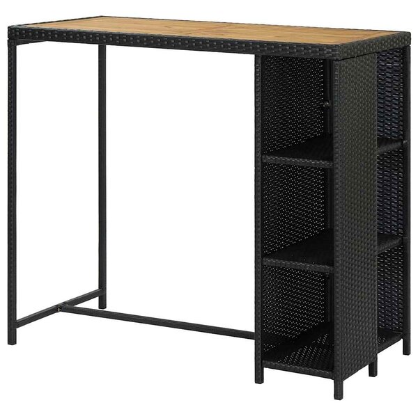 Barový stolek s úložným regálem černý 120x60x110 cm polyratan 313478