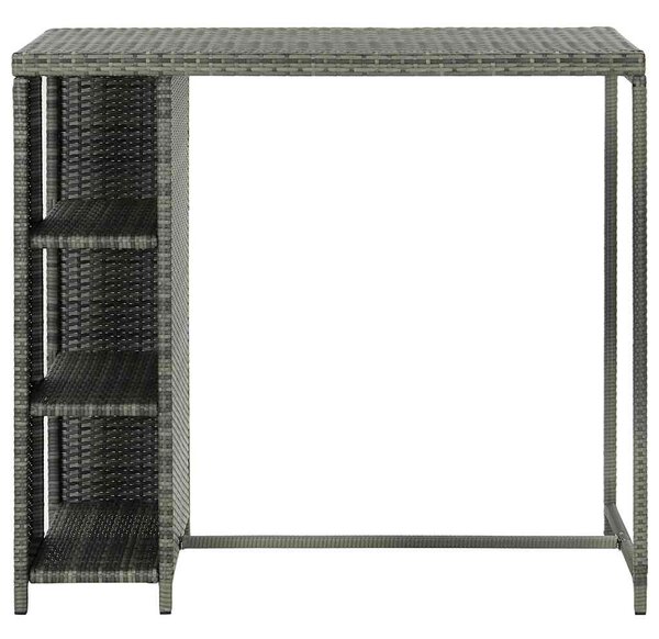 Barový stolek s úložným regálem šedý 120x60x110 cm polyratan 313477