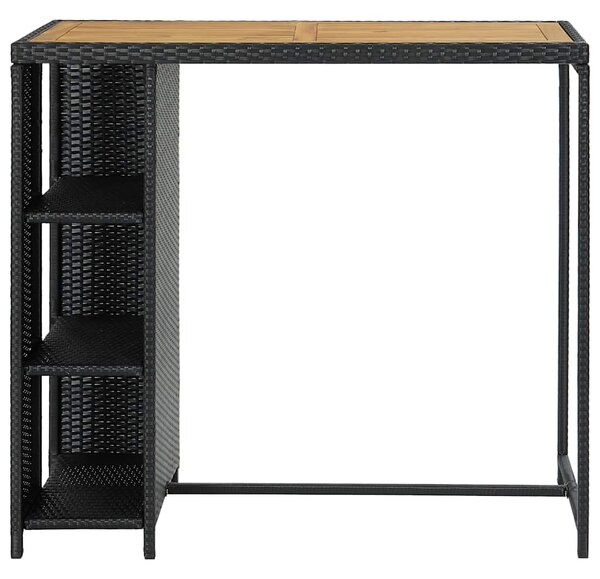 Barový stolek s úložným regálem černý 120x60x110 cm polyratan 313478