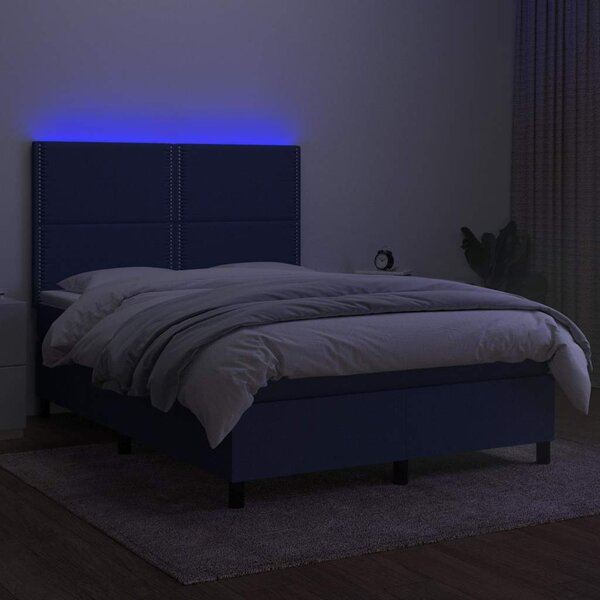 Box spring postel s matrací a LED modrá 140x190 cm textil 3134795