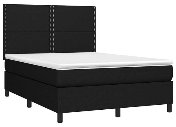 Box spring postel s matrací a LED černá 140x190 cm textil 3134791