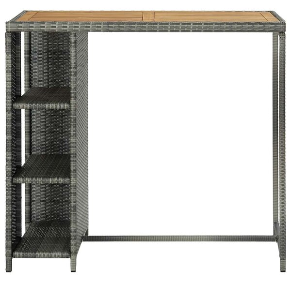 Barový stolek s úložným regálem šedý 120x60x110 cm polyratan 313479