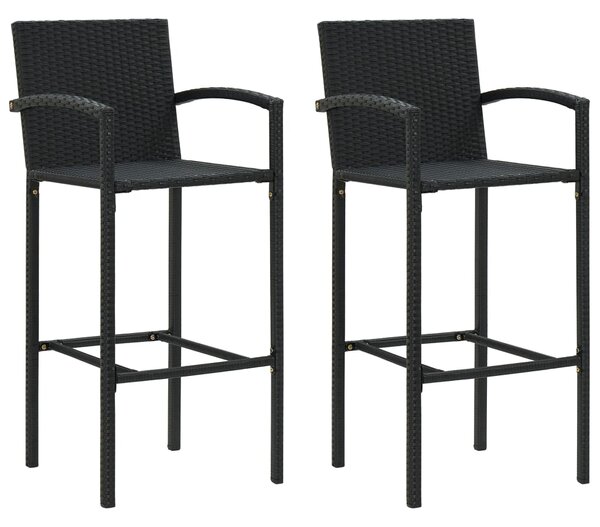 Barové stoličky 2 ks černé polyratan