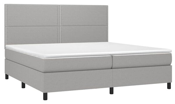 Box spring postel s matrací a LED světle šedá 200x200 cm textil 3134821