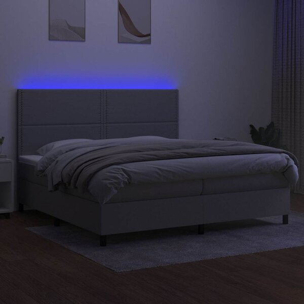 Box spring postel s matrací a LED světle šedá 200x200 cm textil 3134821