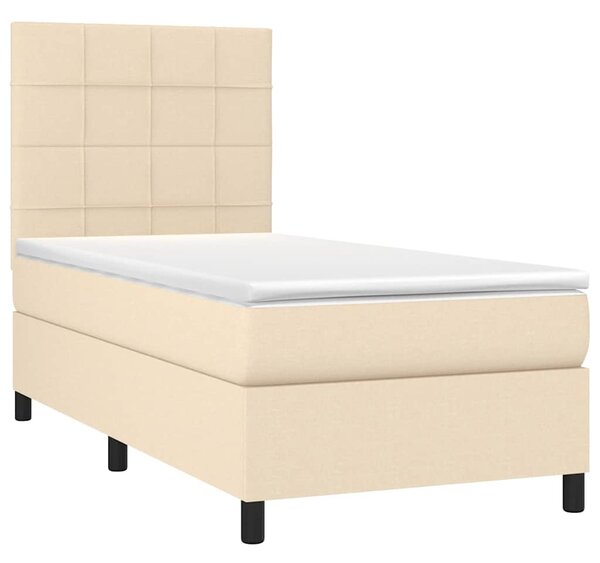 Box spring postel s matrací a LED krémová 80 x 200 cm textil 3134834
