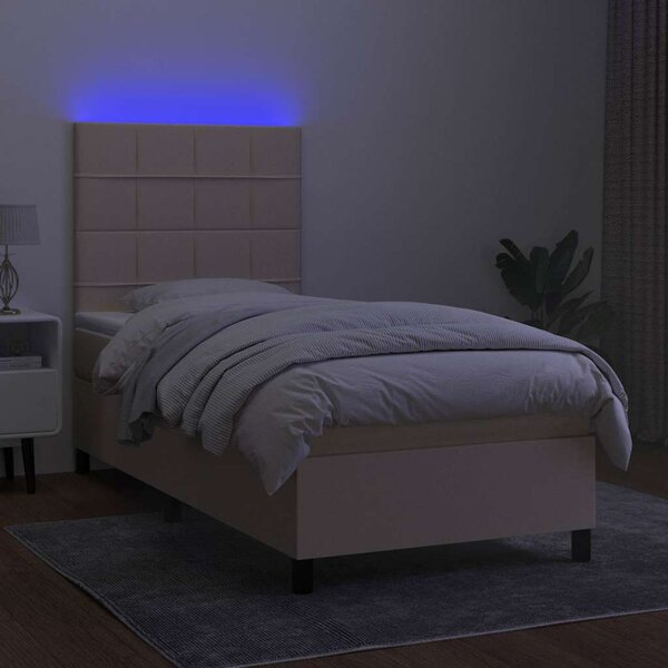 Box spring postel s matrací a LED krémová 80 x 200 cm textil 3134834