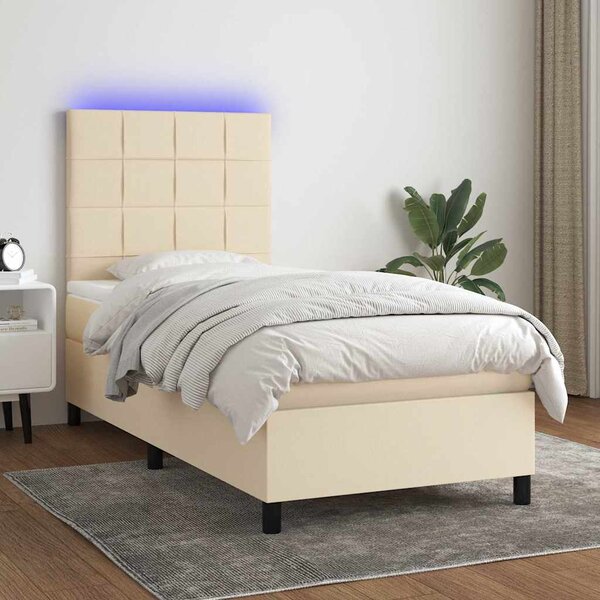 Box spring postel s matrací a LED krémová 80 x 200 cm textil 3134834