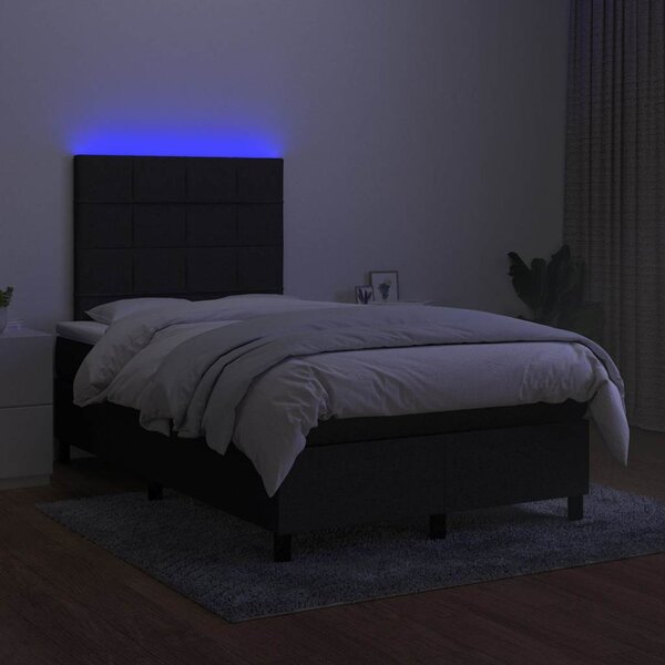 Box spring postel s matrací a LED černá 120 x 200 cm textil 3134863