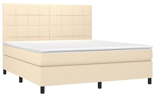 Box spring postel s matrací a LED krémová 160x200 cm textil 3134890