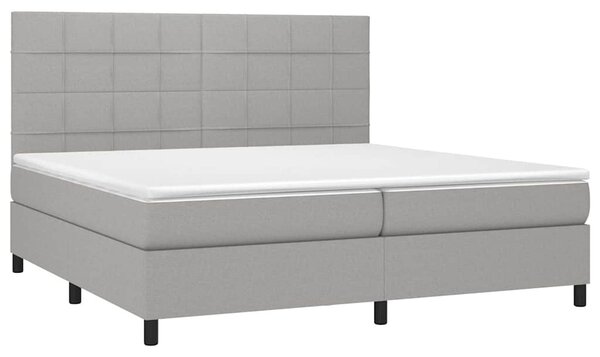 Box spring postel s matrací a LED světle šedá 200x200 cm textil 3134901