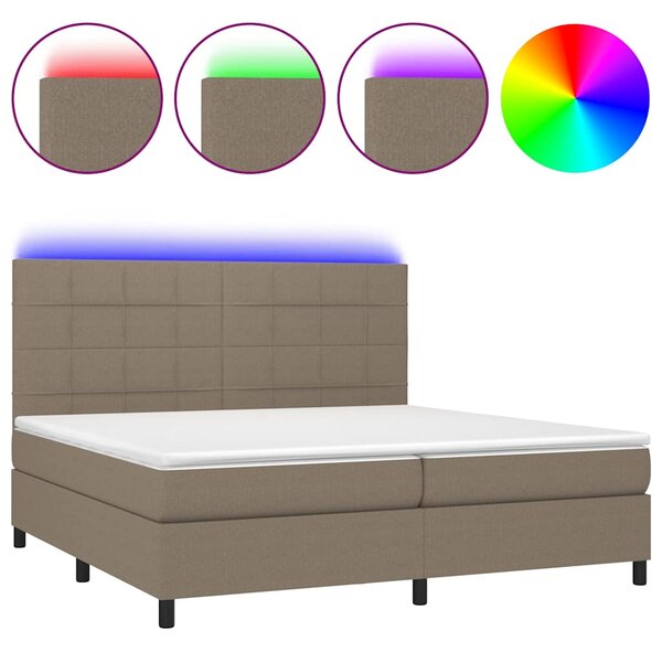 Box spring postel s matrací a LED taupe 200x200 cm textil 3134905