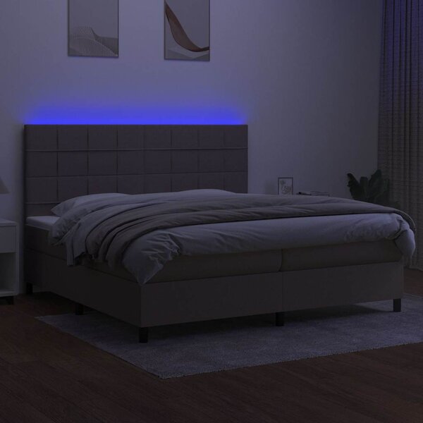 Box spring postel s matrací a LED taupe 200x200 cm textil 3134905