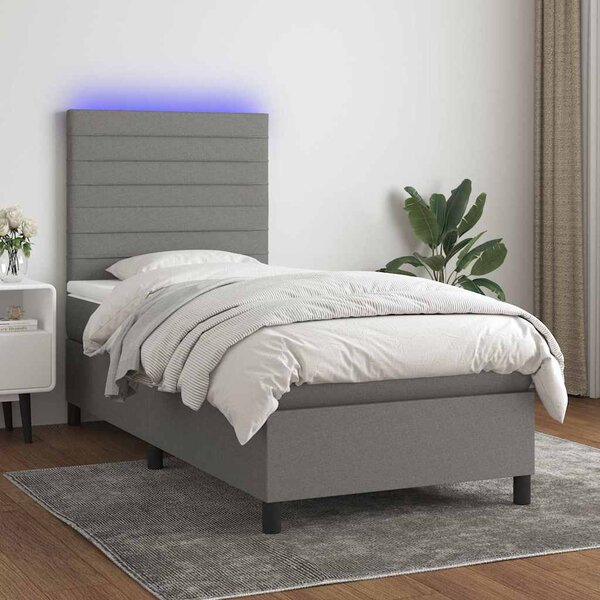Box spring postel s matrací a LED tmavě šedá 80 x 200 cm textil 3134910