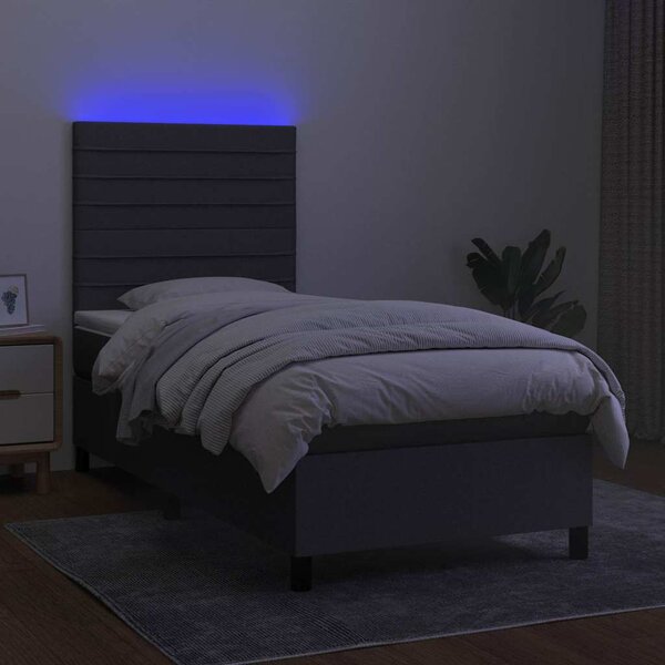 Box spring postel s matrací a LED tmavě šedá 80 x 200 cm textil 3134910