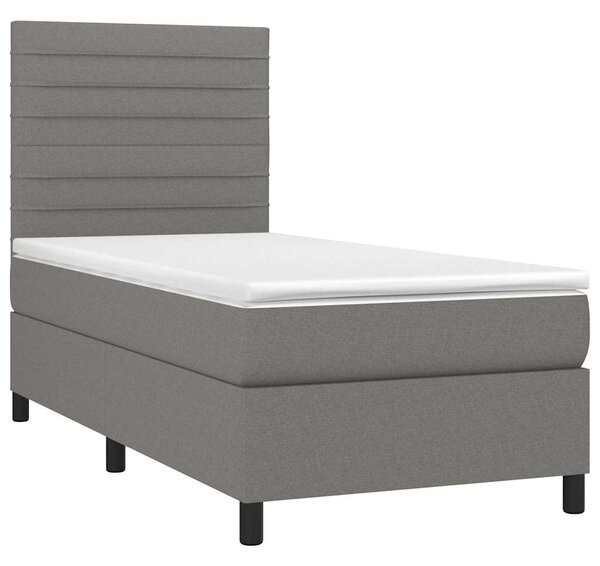 Box spring postel s matrací a LED tmavě šedá 80 x 200 cm textil 3134910