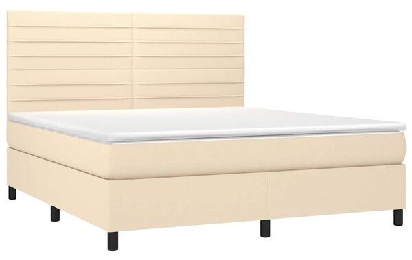 Box spring postel s matrací a LED krémová 160x200 cm textil 3134970