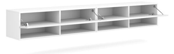 Vivaldi Závěsný TV stolek Derby 200 cm bílý mat/bílý lesk