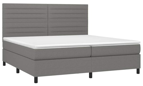 Box spring postel s matrací a LED tmavě šedá 200x200 cm textil 3134982