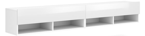 Vivaldi Závěsný TV stolek Derby 200 cm bílý mat/bílý lesk