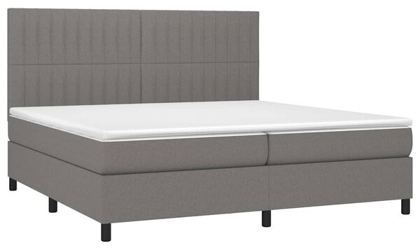 Box spring postel s matrací a LED tmavě šedá 200x200 cm textil 3135062