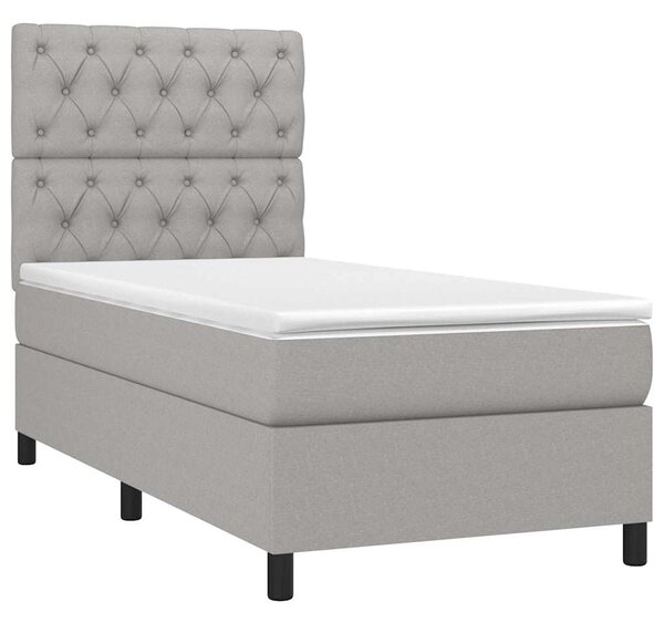 Box spring postel s matrací a LED světle šedá 80x200 cm textil 3135069