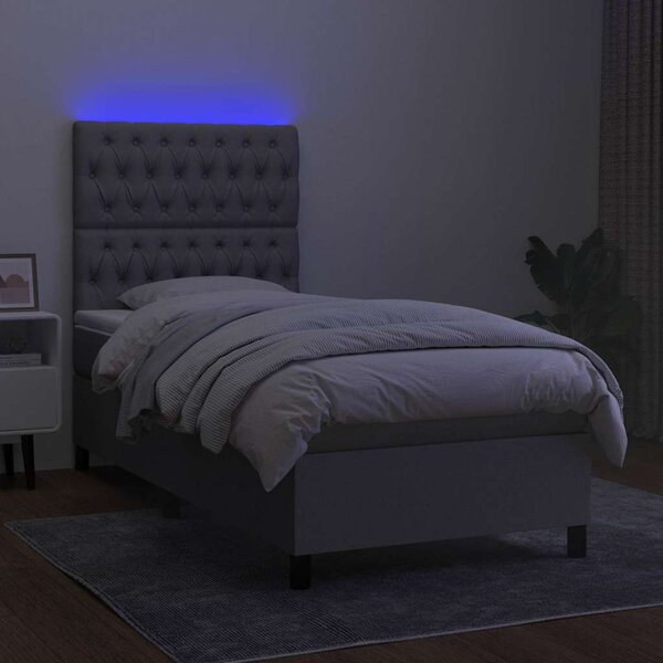 Box spring postel s matrací a LED světle šedá 80x200 cm textil 3135069