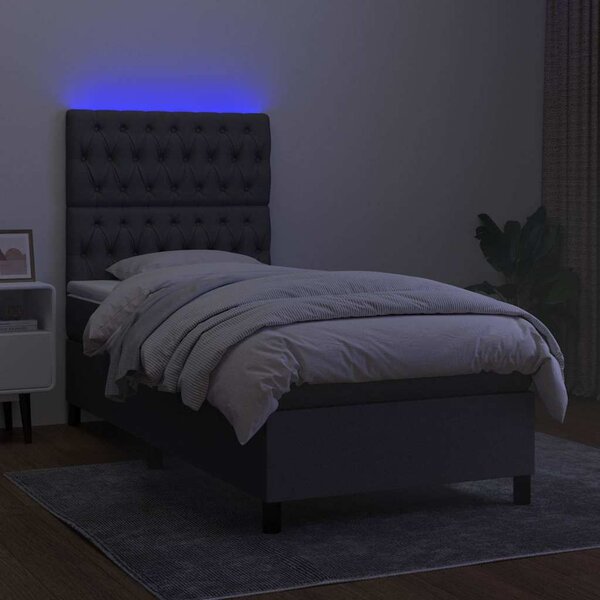 Box spring postel s matrací a LED tmavě šedá 80 x 200 cm textil 3135070