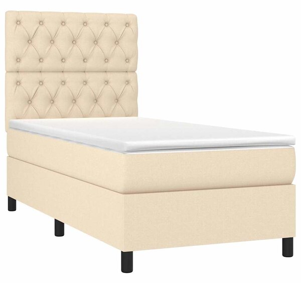 Box spring postel s matrací a LED krémová 80 x 200 cm textil 3135074