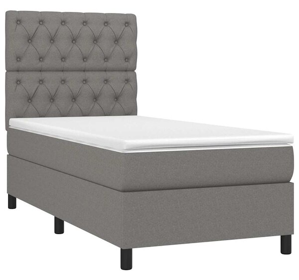 Box spring postel s matrací a LED tmavě šedá 80 x 200 cm textil 3135070