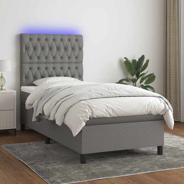 Box spring postel s matrací a LED tmavě šedá 80 x 200 cm textil 3135070