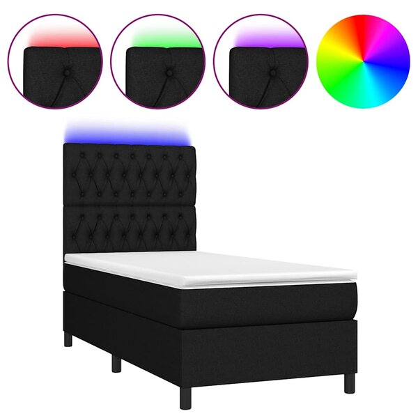 Box spring postel s matrací a LED černá 80 x 200 cm textil 3135071