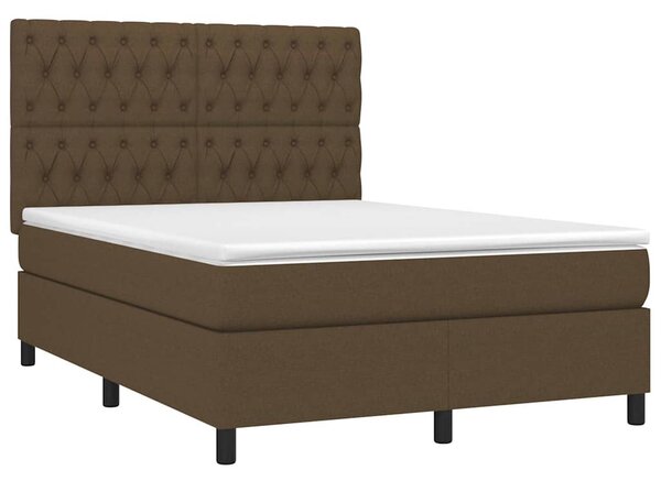 Box spring postel s matrací a LED tmavě hnědá 140x190 cm textil 3135112