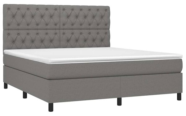 Box spring postel s matrací a LED tmavě šedá 160x200 cm textil 3135126
