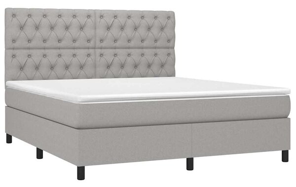 Box spring postel s matrací a LED světle šedá 160x200 cm textil 3135125