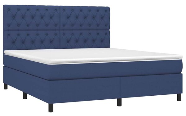 Box spring postel s matrací a LED modrá 160x200 cm textil 3135131