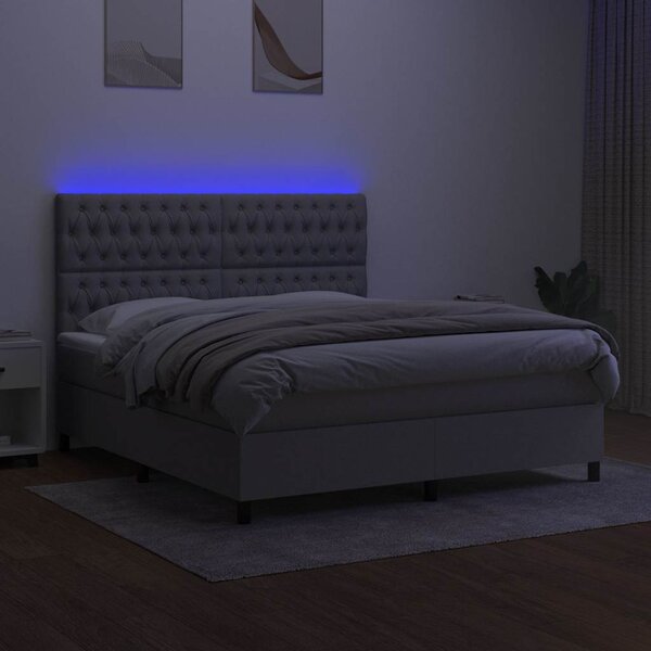 Box spring postel s matrací a LED světle šedá 160x200 cm textil 3135125