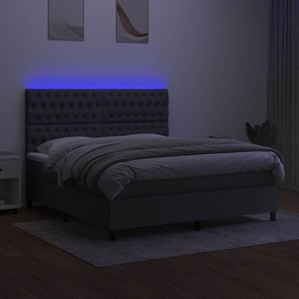 Box spring postel s matrací a LED tmavě šedá 160x200 cm textil 3135126