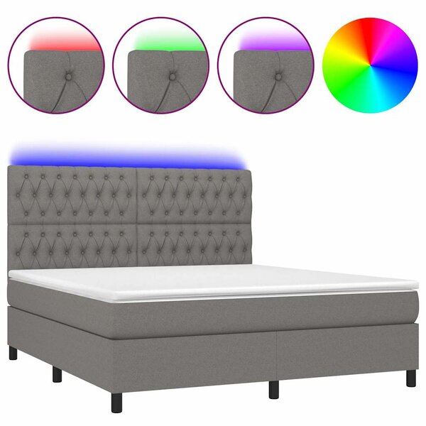 Box spring postel s matrací a LED tmavě šedá 160x200 cm textil 3135126