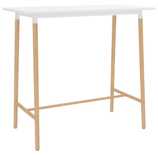 Barový stůl bílý 120 x 60 x 105 cm MDF a masivní bukové dřevo