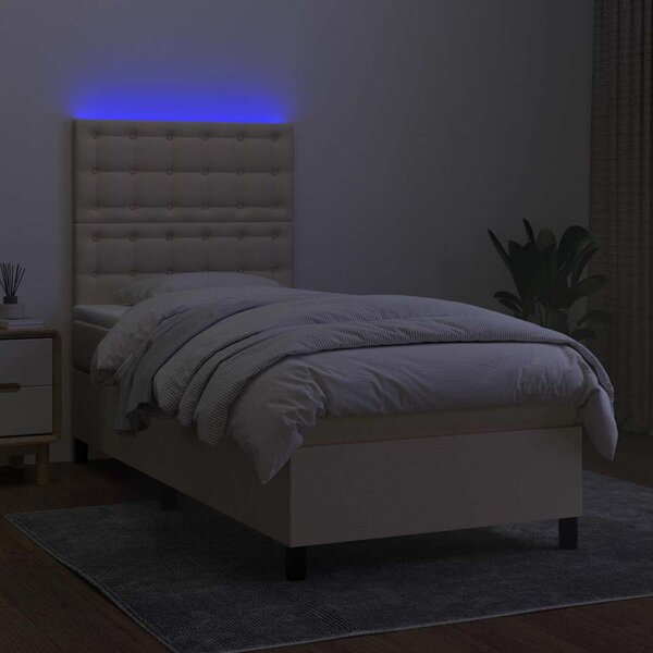 Box spring postel s matrací a LED krémová 80 x 200 cm textil 3135154