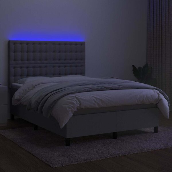 Box spring postel s matrací a LED světle šedá 140x200 cm textil 3135197