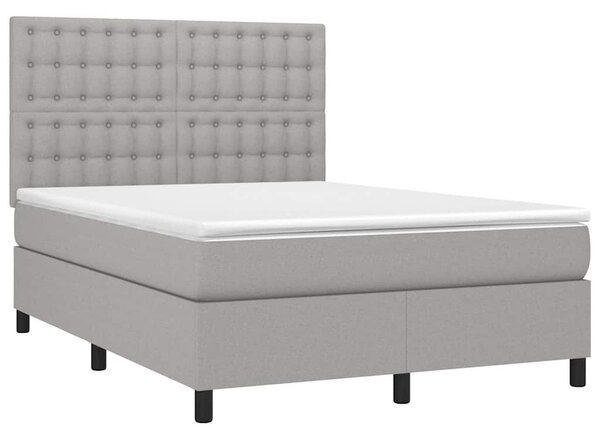 Box spring postel s matrací a LED světle šedá 140x200 cm textil 3135197