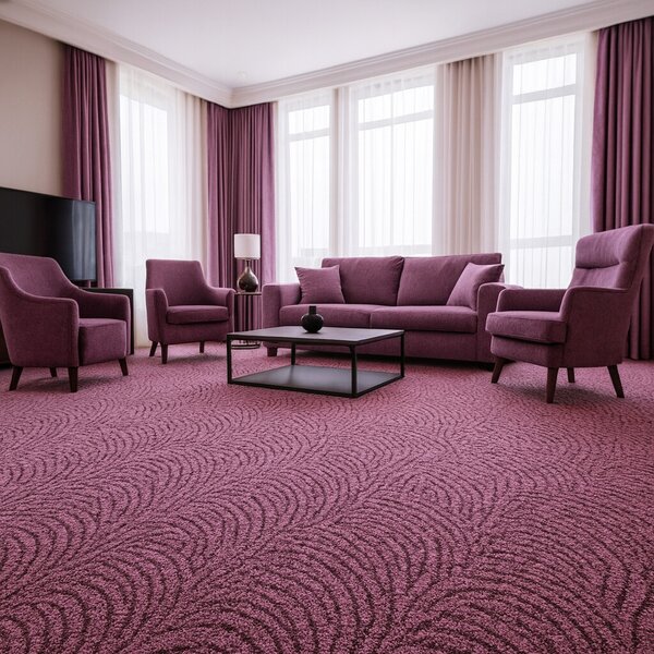 ITC, Metrážový koberec Spring 6480, na míru, šíře 4m,5m, fialová, filc, ložnice
