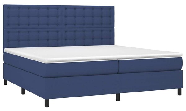 Box spring postel s matrací a LED modrá 200x200 cm textil 3135227