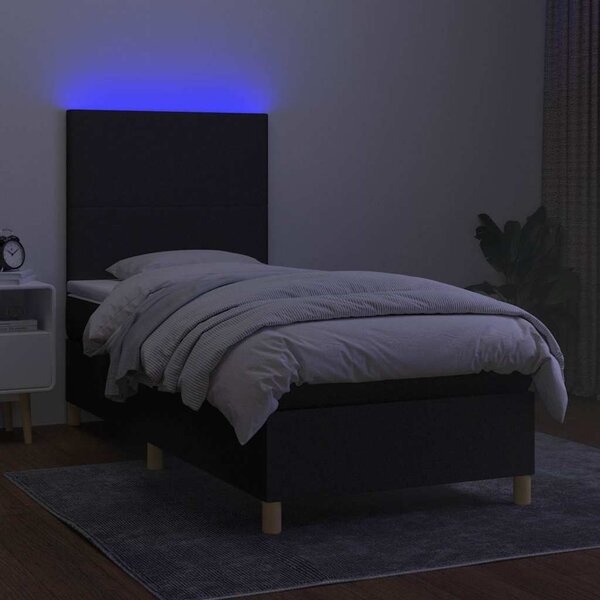 Box spring postel s matrací a LED černá 80 x 200 cm textil 3135231