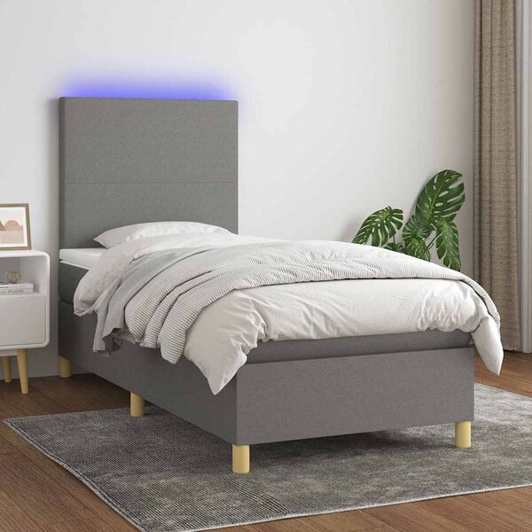 Box spring postel s matrací a LED tmavě šedá 80 x 200 cm textil 3135230