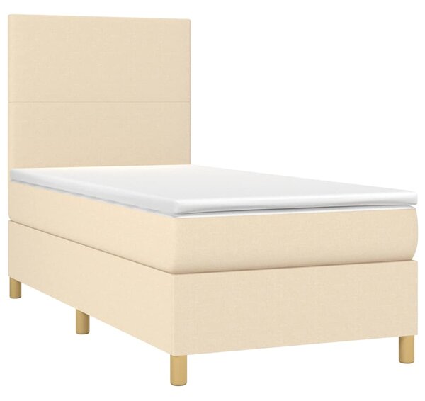 Box spring postel s matrací a LED krémová 90x190 cm textil 3135242