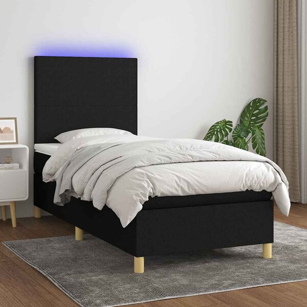 Box spring postel s matrací a LED černá 80 x 200 cm textil 3135231